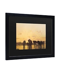 Charles Emile De Tournemine African Elephants Matted Framed Art - 15" x 20"