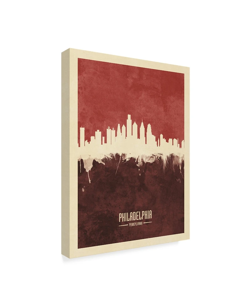 Michael Tompsett Philadelphia Pennsylvania Skyline Red Ii Canvas Art - 20" x 25"