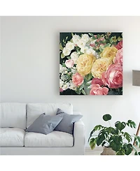 Danhui Nai Antique Roses on Black Crop Canvas Art - 36.5" x 48"