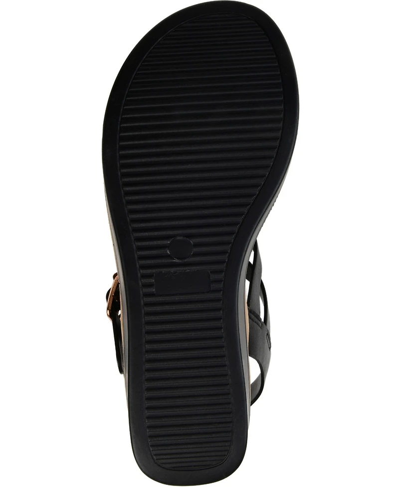 Journee Collection Women's Bianca Double Buckle Platform Wedge Sandals