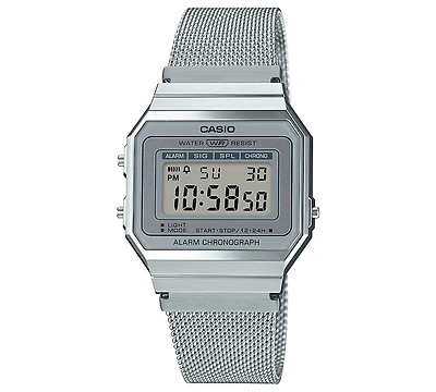 Casio Unisex Digital Stainless Steel Mesh Bracelet Watch 35.5mm
