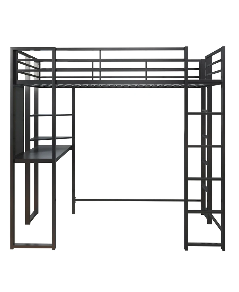 EveryRoom Alix Twin Metal Loft Bed with Desk