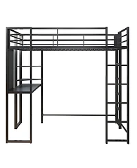 EveryRoom Alix Twin Metal Loft Bed with Desk