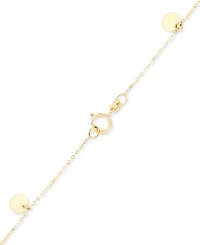 Italian Gold Polished Disc Dangle Ankle Bracelet in 14k Gold