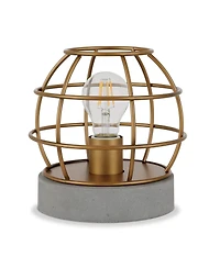 Hudson & Canal Kennet Table Lamp With Antique Brass Cage And Concrete Pedestal