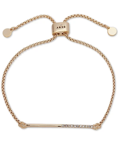 Dkny Gold-Tone Half-Pave Bar Slider Bracelet