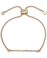 Dkny Gold-Tone Half-Pave Bar Slider Bracelet