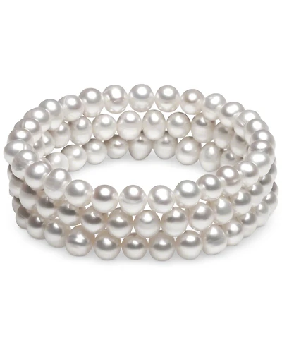 3-Pc. Set White Cultured Freshwater Pearl (6-1/2 mm) Stretch Bracelets (Also White/Gray/Peacock & White/Pink Gray)