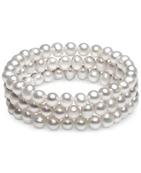 3-Pc. Set White Cultured Freshwater Pearl (6-1/2 mm) Stretch Bracelets (Also White/Gray/Peacock & White/Pink Gray)