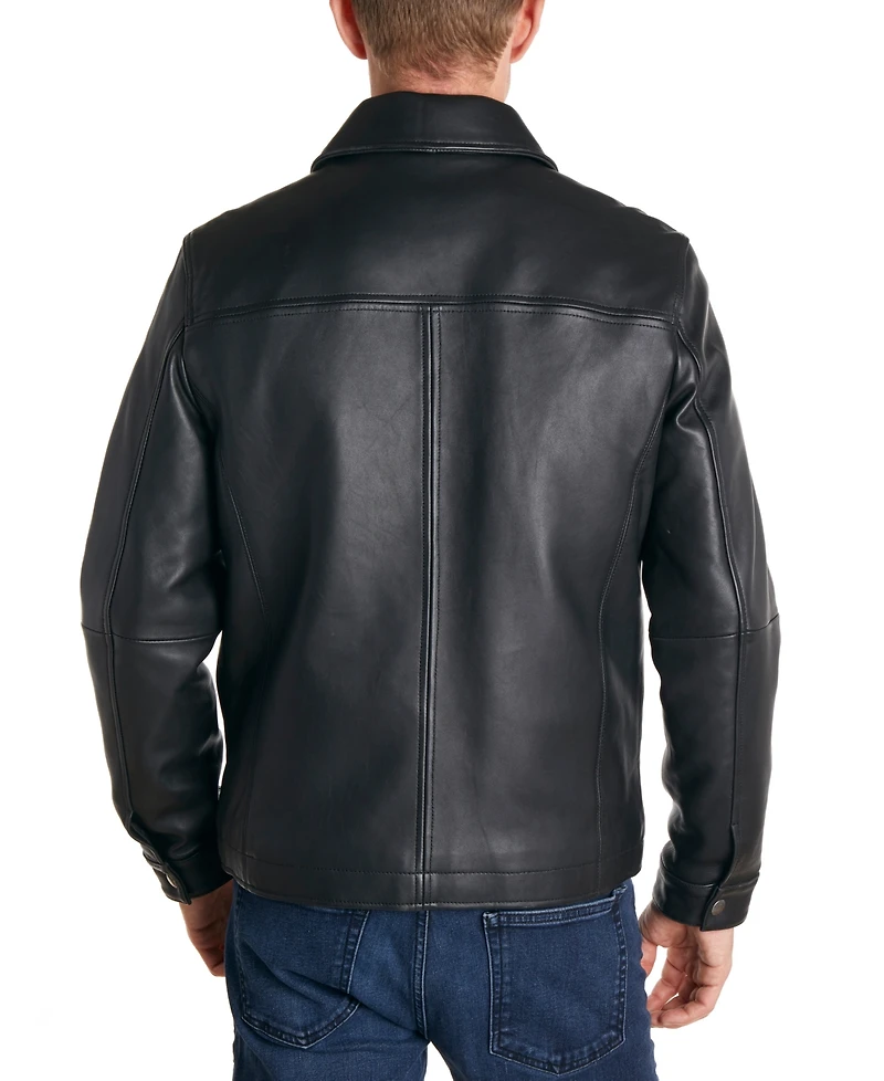 Perry Ellis Men's Classic Leather Jacket