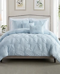 Cathay Home Inc. Floral Pintuck Comforter Set, King/California King