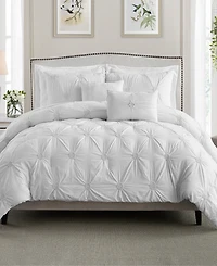 Cathay Home Inc. Floral Pintuck Comforter Set, King/California King
