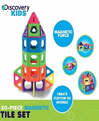 Discovery Kids 24-Piece Magnetic Tile Building Blocks Set