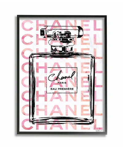 Stupell Industries Glam Perfume Bottle with Words Pink Black Framed Giclee Art, 16" x 20"