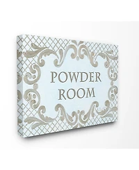 Stupell Industries Home Decor Powder Room Aqua and Gold Lattice Bathroom Canvas Wall Art, 16" x 20"