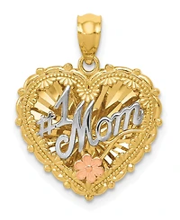 #1 Mom Shadowbox Charm in 14k Yellow, White and Rose Gold