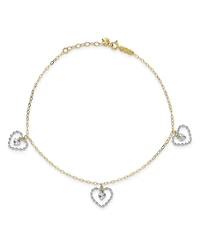 Heart Anklet in 14k Yellow and White Gold