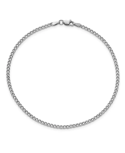 Curb Link Chain Anklet in 14k White Gold