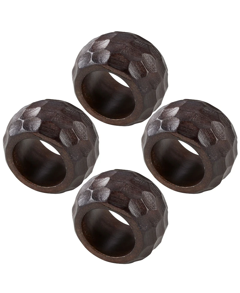 Saro Lifestyle Mango Wood Napkin Ring with Chunky Design, Set of 4