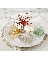 Saro Lifestyle Beaded Spray Design Napkin Ring, Set of 4