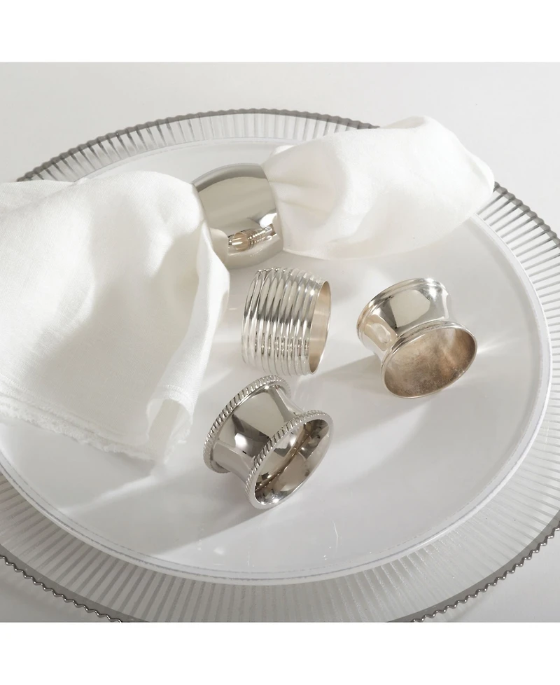 Saro Lifestyle Saro Round Shape Napkin Ring, Set of 4