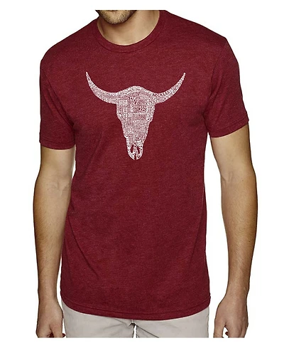 La Pop Art Men's Premium Word T-Shirt - Cowskull Country Hits