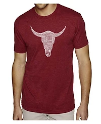 La Pop Art Men's Premium Word T-Shirt - Cowskull Country Hits