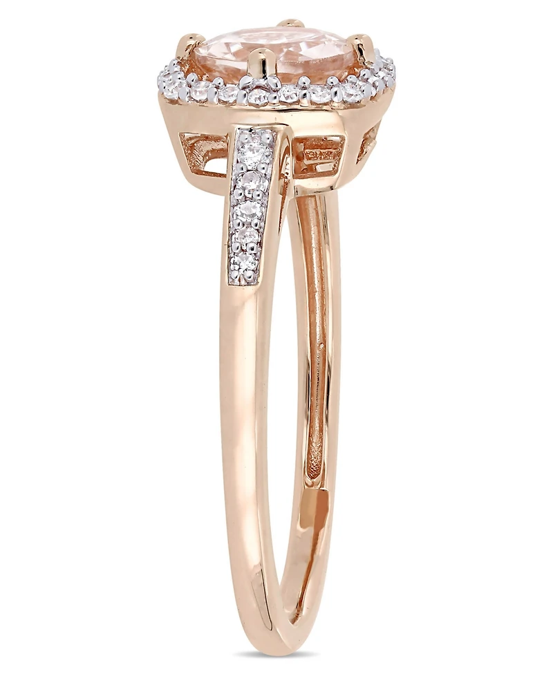 Morganite (4/5 ct. t.w.) and Diamond (1/7 Square Halo Ring 10k Rose Gold