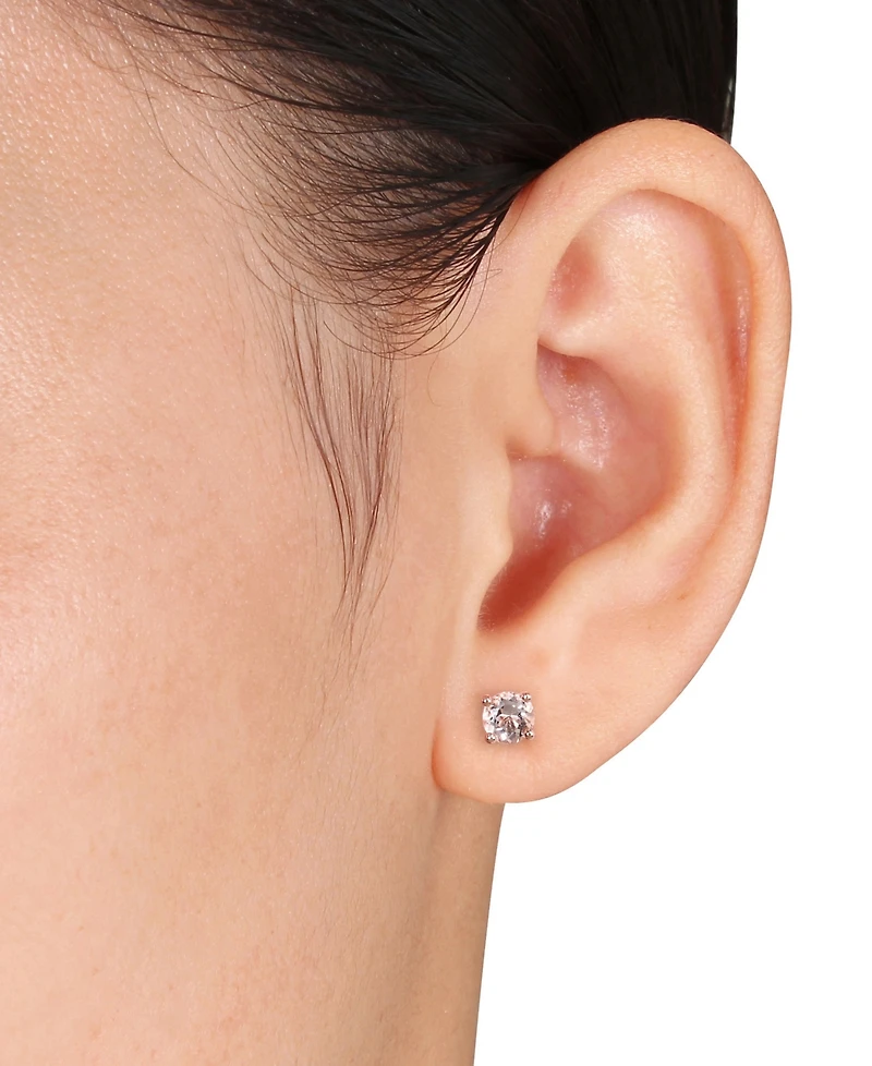 Morganite (1-4/5 ct. t.w.) Solitaire 2-Piece Necklace and Stud Earrings Set in 18k Rose Gold Over Silver