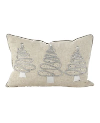 Saro Lifestyle Silver Christmas Tree Trio Decorative Pillow, 12" x 18"