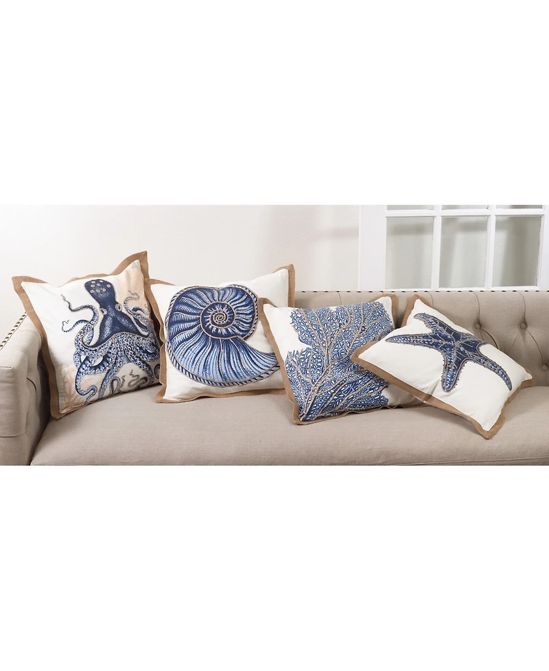 Saro Lifestyle Octopus Printed Decorative Pillow, 20" x 20"
