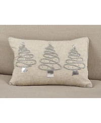 Saro Lifestyle Silver Christmas Tree Trio Decorative Pillow, 12" x 18"