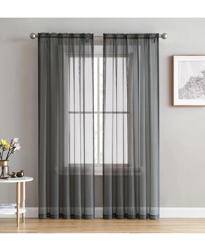 Hlc.me 2 Pack Sheer Voile Window Curtain Sheer Panels