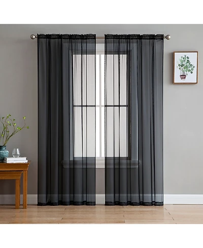 Hlc.me 2 Pack Sheer Voile Window Curtain Panels