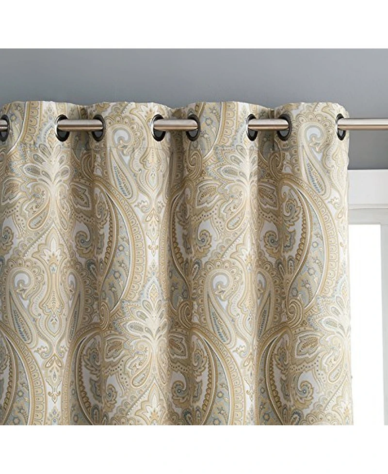 Hlc.me Paris Paisley Thermal Insulated Decorative Rod Pocket Short Scalloped Curtain Valance for Kitchen, Bathroom