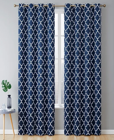 Hlc.me Lattice Print Drape Blackout Curtains Pattern - Weather Insulated Curtains