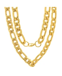 Steeltime Men's 18k gold Plated Stainless Steel Accented 10mm Figaro Chain Link 24" Necklaces