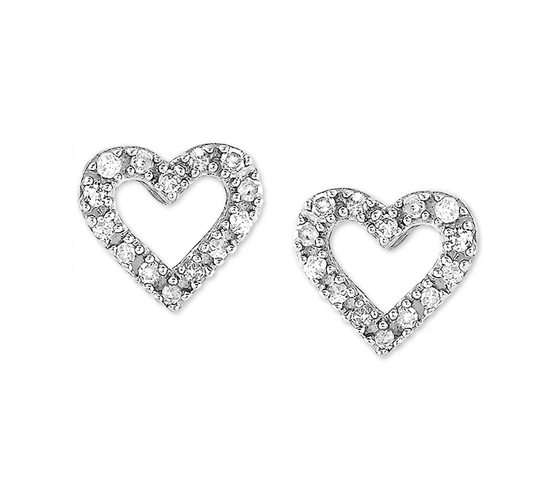 Diamond Heart Stud Earrings in Sterling Silver (1/10 ct. t.w.)