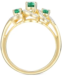 Emerald (1/2 ct. t.w.) & Diamond (1/10 ct. t.w.) Ring in 14k Gold-Plated Sterling Silver