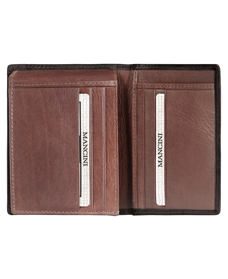 Mancini Casablanca Collection Men's Rfid Secure Center Unique Vertical Wing Wallet
