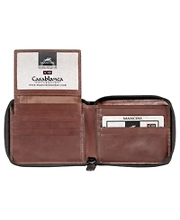 Mancini Casablanca Collection Men's Rfid Secure Center Zippered Wallet with Removable Passcase