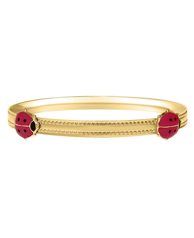 Children's Ladybug Bangle Bracelet in 14k Yellow Gold over Brass Alloy