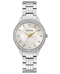 Bulova Women's Crystal Stainless Steel Bracelet Watch 32mm, Created for Macy's