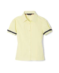 French Toast Little Girls Short Sleeve Ribbon Bow Blouse