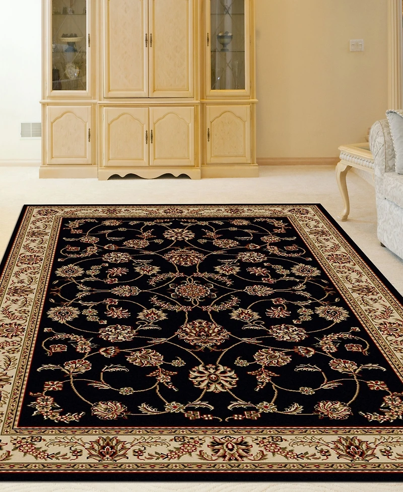 Closeout! Km Home 1596/1312/Black Pesaro Black 7'9" x 11' Area Rug