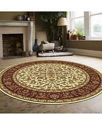 Closeout! Km Home 1318/1517/Ivory Navelli Ivory/ Cream 7'10" x 7'10" Round Area Rug