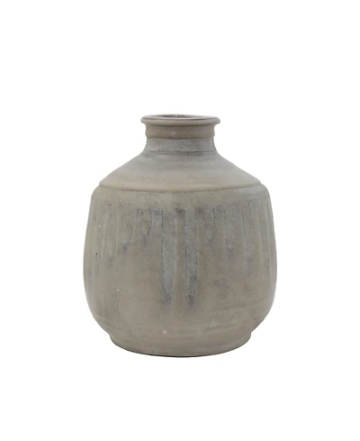 Terracotta Vase with 2-Tone Reactive Glaze, Green
