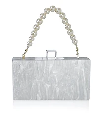 Milanblocks Embellished Acrylic Clutch with Top Handle