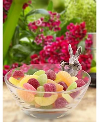 Vagabond House Glass Dip, Candy, Snack Bowl with Pewter Climbing Bunny