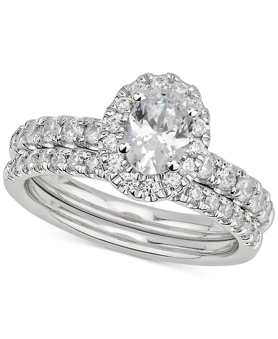 Gia Certified Oval Diamond Bridal Set (1-1/2 ct. t.w.) in 14k White Gold